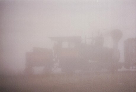 Photographer's notes: Mount Washington Cog Railway locomotive at the summit of its namesake mountain in New Hampshire on a foggy summer day about 18 years ago. Taken with a Yashica Lynx-5000. 

Read more about the <a href="http://www.railphoto-art.org/awards/2016-awards/" rel="nofollow">2016 John E. Gruber Creative Photography Awards Program</a>.