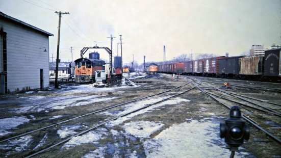 The Milwaukee Road yard in Madison, Wisconsin, on Saturday, March 4, 1967. Photograph by Thomas F. McIlwraith, McIlwraith-01-006-18, © 2018, Center for Railroad Photography & Art, <a href="http://www.railphoto-art.org" rel="noreferrer nofollow">www.railphoto-art.org</a>