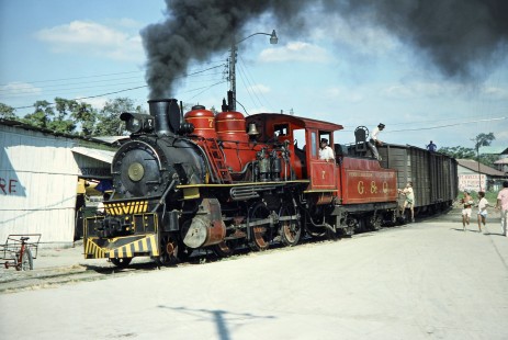 Guayaquil-Quito Railway steam locomotive no. 7 in Yaguachi, Guayas, Ecuador, on July 8, 1990. Photograph by Fred M. Springer, © 2014, Center for Railroad Photography and Art, Springer-ECU1-22-25
