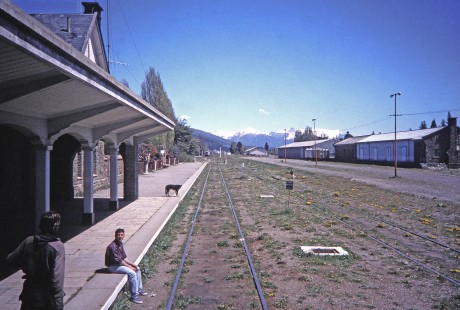 A train station in San Carlos de Bariloche, Río Negro, Argentina, on October 28, 1995. Photograph by Fred M. Springer. © 2014, Center for Railroad Photography and Art, Springer-CHI-ARG1-06-09