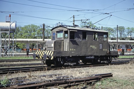 Ferrocarril Provincial de Buenos Aires (Province of Buenos Aires Railway) electric-boxcab switcher at Lacroze, Buenos Aires, Argentina, on October 21, 1990. Photograph by Fred M. Springer. © 2014, Center for Railroad Photography and Art, Springer-SOAM1-21-13