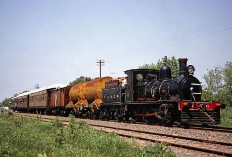 Ferrocarril Noreste Argentino (Argentine North Eastern Railway) 2-6-0  steam locomotive no. 11 at Patagonia Heritage Railway Museum in Carmen de Pantagones, Buenos Aires, Argentina, on October 19, 1991. Photograph by Fred M. Springer, ©2014, Center for Railroad Photography and Art; Springer-ARG-PA-CHI-BO2-02-04
