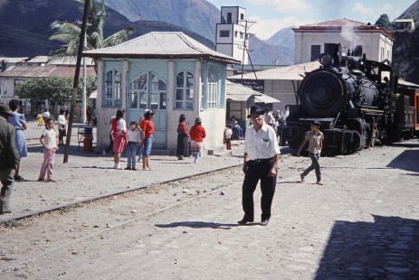Guayaquil-Quito Railway steam locomotive no. 44 in Huigra, Chimborazo, Ecuador, on July 23, 1988. Photograph by Fred M. Springer, © 2014, Center for Railroad Photography and Art, Springer-ECU1-05-16