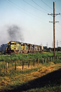 Northbound Missouri–Kansas–Texas Railroad freight train in Eufaula, Oklahoma, on July 15, 1981. Photograph by John F. Bjorklund, © 2016, Center for Railroad Photography and Art. Bjorklund-70-12-09