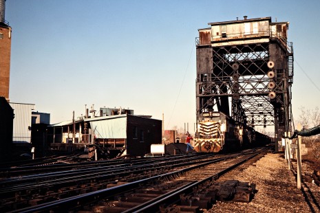 Illinois Central Gulf Railroad freight train in Chicago, Illinois, on March 1983. Photograph by John F. Bjorklund, © 2016, Center for Railroad Photography and Art. Bjorklund-60-18-12