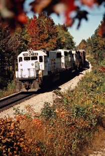 Southbound Kansas City Southern Railway freight train near Hatton, Arkansas, on October 19, 1988. Photograph by John F. Bjorklund, © 2016, Center for Railroad Photography and Art. Bjorklund-62-02-04