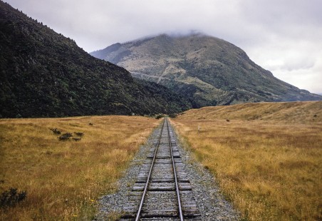 Tracks of New Zealand’s Kingston Branch railway on the South Island on January 22, 1994. Photograph by Fred M. Springer, © 2016, Center for Railroad Photography and Art. Springer-NZ(1)-19-01