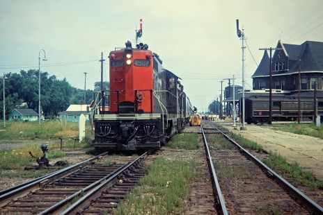 Grand Trunk Western Railroad in Durand, Michigan. GT passenger train no. 159, the <i>Maple Leaf</i>, is arriving at Durand in August 1968. Photograph by John F. Bjorklund, © 2016, Center for Railroad Photography and Art. Bjorklund-58-02-06