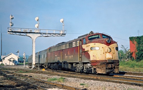 Eastbound Rock Island passenger train no. 6, the <i>Quad Cities Rocket</i>, at Bureau, Illinois, on September 3, 1977. Photograph by John F. Bjorklund, © 2016, Center for Railroad Photography and Art. Bjorklund-82-08-15