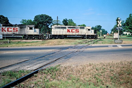 Northbound Kansas City Southern Railway coal train at St. Louis-San Francisco Railway junction in Ashdown, Arkansas, on July 22, 1977. Photograph by John F. Bjorklund, © 2016, Center for Railroad Photography and Art. Bjorklund-61-21-04