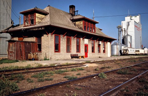 Soo Line Railroad depot at Enderlin, North Dakota, on July 5, 1980. Photograph by John F. Bjorklund, © 2016, Center for Railroad Photography and Art. Bjorklund-83-04-12
