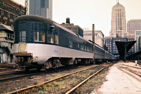 Observation car <i>Reveler</i> on Rock Island passenger train 6-8, the <i>Quad City Rocket</i>, at LaSalle Street Station in Chicago, Illinois, on May 6, 1973. Photograph by John F. Bjorklund, © 2016, Center for Railroad Photography and Art. Bjorklund-82-06-10