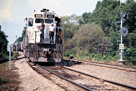 Southbound Kansas City Southern Railway freight train at Texarkana, Texas, on July 22, 1977. Photograph by John F. Bjorklund, © 2016, Center for Railroad Photography and Art. Bjorklund-61-23-13