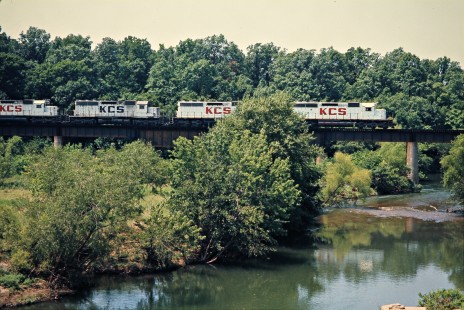 Southbound Kansas City Southern Railway at Joplin, Missouri, near Sulphur Springs on July 16, 1977. Photograph by John F. Bjorklund, © 2016, Center for Railroad Photography and Art. Bjorklund-61-03-21