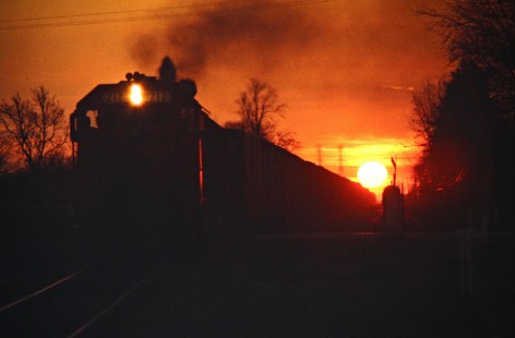 Northbound Detroit, Toledo and Ironton Railroad freight train at Carleton, Michigan, on December 1, 1973. Photograph by John F. Bjorklund, © 2016, Center for Railroad Photography and Art. Bjorklund-50-08-15