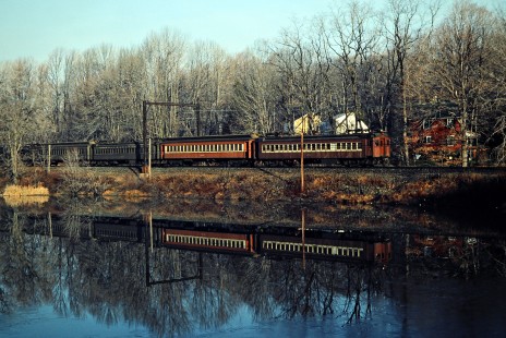 Eastbound Conrail (ex-Erie Lackawanna) commuter passenger train near Mount Taber, New Jersey, on November 27, 1981. Photograph by John F. Bjorklund, © 2015, Center for Railroad Photography and Art. Bjorklund-57-26-10