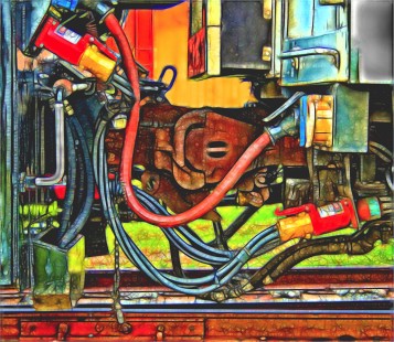 “Train Hoses,” Virginia Transportation Museum in Roanoke, Virginia in May 2014, with Topaz Glow filter. Read more at <a href="http://www.railphoto-art.org/2015-awards" rel="nofollow">www.railphoto-art.org/2015-awards</a>