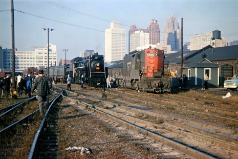 Grand Trunk Western Railroad in Detroit, Michigan, with Canadian National Railway steam locomotive no. 6218 in October 1966. Photograph by John F. Bjorklund, © 2016, Center for Railroad Photography and Art. Bjorklund-58-01-20