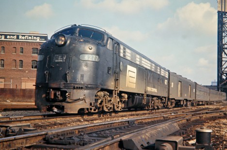 Amtrak passenger train no. 360, the <i>Wolverine</i>, with leading locomotive no. 4277 operating on Penn Central leaving Chicago, Illinois, at 21st Street on April 1, 1972. Photograph by John F. Bjorklund, © 2016, Center for Railroad Photography and Art. Bjorklund-79-12-18