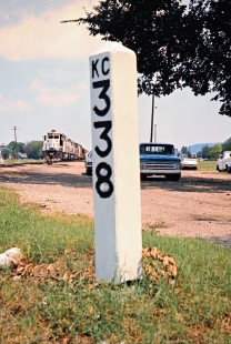 Southbound Kansas City Southern Railway freight train at mile marker 338 in Heavener, Oklahoma, on July 17, 1977. Photograph by John F. Bjorklund, © 2016, Center for Railroad Photography and Art. Bjorklund-61-07-14