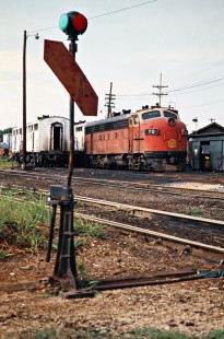 Kansas City Southern Railway locomotive at Minden, Louisiana, on July 20, 1977. Photograph by John F. Bjorklund, © 2016, Center for Railroad Photography and Art. Bjorklund-61-20-13
