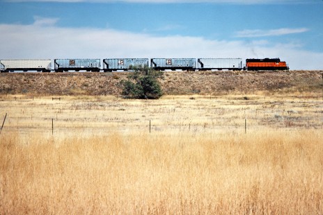 Eastbound Cadillac and Lake City Railway freight train at Genoa, Colorado, (on the former Rock Island) on September 30, 1983. Photograph by John F. Bjorklund, © 2016, Center for Railroad Photography and Art. Bjorklund-82-12-12