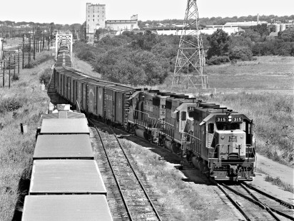 Inbound Chicago, Rock Island and Pacific Railroad freight train pauses at entrance to Peach Yard in Fort Worth, Texas, in August 1969. Photograph by J. Parker Lamb, © 2016, Center for Railroad Photography and Art. Lamb-02-074-03