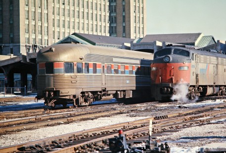 Amtrak passenger train no. 360, the <i>Wolverine</i>, operating on Penn Central at Detroit, Michigan, on January 19, 1974. Photograph by John F. Bjorklund, © 2016, Center for Railroad Photography and Art. Bjorklund-79-26-15