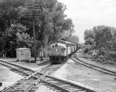 Milwaukee Road diesel locomotive no. 89C leads local freight train no. 116 between Mendota and Beloit at Beloit, Wisconsin, on May 26, 1979. Photograph by Victor Hand. Hand-MILW-67-094