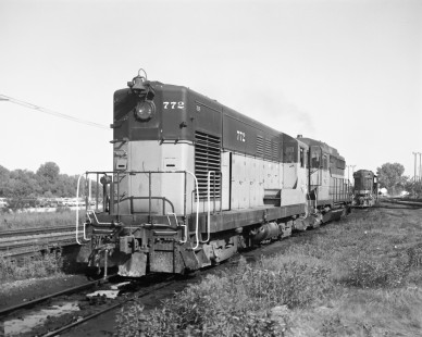 Milwaukee Road diesel locomotive no. 772 in Savanna, Illinois on May 28, 1979. Photograph by Victor Hand.Hand-MILW-67-110