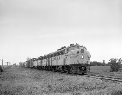 Milwaukee Road diesel locomotive no. 89C leads local freight no. 116 between Mendota and Beloit at Davis Junction, Illinois on May 26, 1979. Photograph by Victor Hand. Hand-MILW-67-091