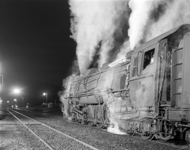 New Zealand Government Railways steam locomotive no. 969, with freight train in Springfield, New Zealand, on June 16, 1967. Photograph by Victor Hand. Hand-NZGR-12-1139.JPG