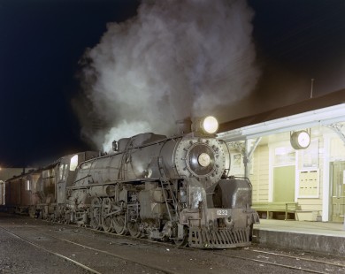New Zealand Government Railways steam locomotive no. 1232 leads freight train at Greymouth on the South Island of New Zealand on June 9, 1967. Photograph by Victor Hand. Hand-NZGR-C12-70