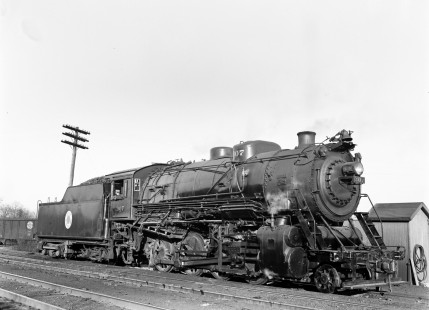 Portrait of Lehigh and New England 307, a 2-8-0 of the E-14 class, at Campbell Hall, New York, on April 28, 1940. Photograph by Donald W. Furler, Furler-03-073-02, © 2017, Center for Railroad Photography and Art