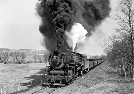 Lehigh and New England 2-8-0 304 at Branchville, New Jersey, on April 12, 1941. Photograph by Donald W. Furler, Furler-02-044-01, © 2017, Center for Railroad Photography and Art