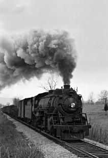 Lehigh and Hudson River Railway 2-8-2 locomotive no. 82 steams east through Vernon, New Jersey, with a freight train on November 23, 1940. Photograph by Donald W. Furler, Furler-24-094-02, © 2017, Center for Railroad Photography and Art