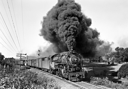 Lehigh and Hudson River Railway steam locomotive no. 94 steams west with a Maybrook-Allentown freight train at Lake, New York, in 1943. Photograph by Donald W. Furler, Furler-01-096-02, © 2017, Center for Railroad Photography and Art