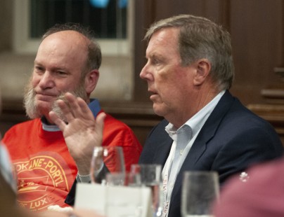 David Mattoon and Bon French at the Friday dinner. CRP&A Conversations 2019 photograph by Henry A. Koshollek