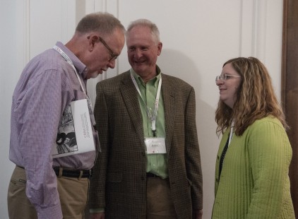 Kevin Keefe, Jim Wrinn, and Cate Kratville-Wrinn at the Friday reception. CRP&A Conversations 2019 photograph by Henry A. Koshollek