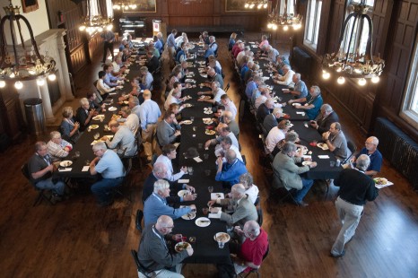 Attendees enjoy lunch in Calvin Durand Hall on Saturday. CRP&A Conversations 2019 photograph by Henry A. Koshollek