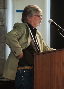 Ben Bachman shared reflections and photographs about the mythos of the American West on Saturday. CRP&A Conversations 2019 photograph by Henry A. Koshollek