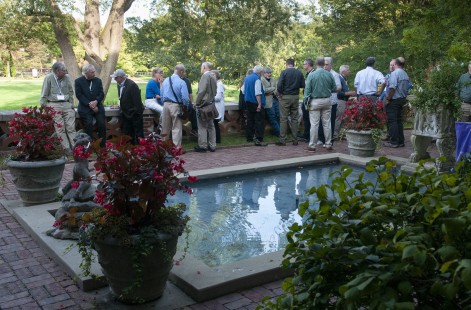 Unusual for Conversations conferences, fair weather allowed conference attendees to enjoy the garden at the Glen Rowan House during the reception on Saturday. CRP&A Conversations 2019 photograph by Henry A. Koshollek