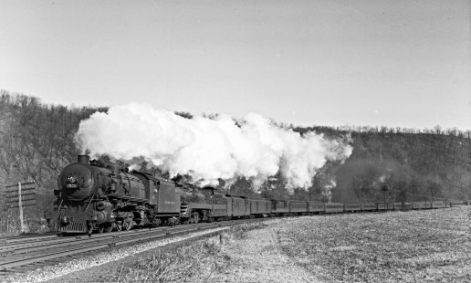 Lehigh Valley Railroad 4-6-2 K-5 steam locomotive 2125 with train 9, the "Black Diamond," at the railroad location of Treichler in North Whitehall Township, Pennsylvania, on February 2, 1946. Photograph by Donald W. Furler, Furler-12-026-01, © 2017, Center for Railroad Photography and Art