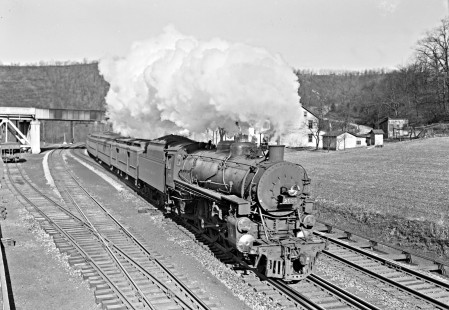 Lehigh Valley Railroad 4-6-2 K-6b steam locomotive 2088 leading train 9, the "Black Diamond," at Treichler, a railroad location in North Whitehall Township, Pennsylvania, on March 2, 1946. Photograph by Donald W. Furler, Furler-12-013-02, © 2017, Center for Railroad Photography and Art
