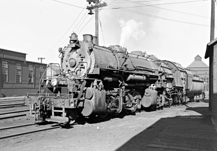 Baltimore and Ohio Railroad 2-8-8-0 steam locomotive no. 7121 at Riker, Pennsylvania, on October 25, 1954. Photograph by Donald W. Furler, Furler-14-010-01, © 2017, Center for Railroad Photography and Art