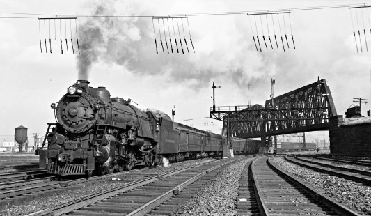 Baltimore and Ohio Railroad 4-6-2 P-9a steam locomotive no. 5320, the "President Cleveland," leading westbound passenger train no. 1, the "National Limited," at Jersey City, New Jersey, on November 8, 1939.  Photograph by Donald W. Furler, Furler-07-006-03, © 2017, Center for Railroad Photography and Art