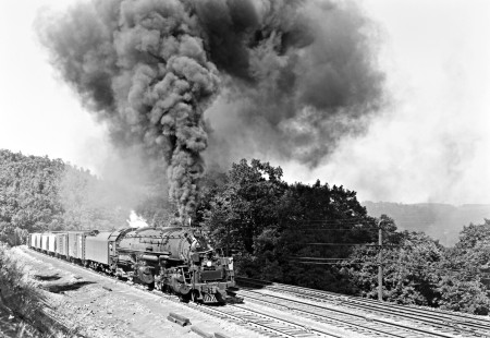 Baltimore and Ohio Railroad steam locomotive no. 7626 at Mance, Pennsylvania, circa 1952. Photograph by Donald W. Furler, Furler-16-061-01, © 2017, Center for Railroad Photography and Art