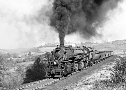 Baltimore and Ohio Railroad steam locomotive no. 7121 at Locust, Pennsylvania, on October 25, 1954. Photograph by Donald W. Furler, Furler-16-066-02, © 2017, Center for Railroad Photography and Art