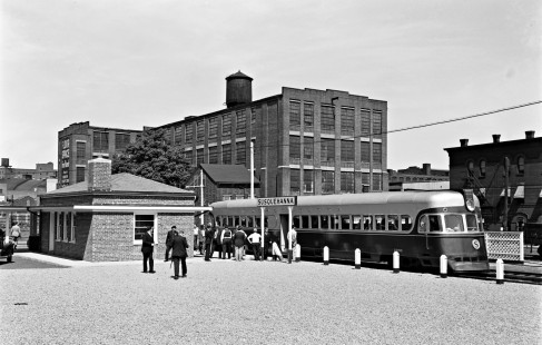 New York, Susquehanna and Western Railway "Motorailer" streamliner no. 1001 at Paterson, New Jersey station during Railroadian charter trip to Stroudsburg on June 23, 1940. Photograph by Donald W. Furler, Furler-03-097-04, © 2017, Center for Railroad Photography and Art