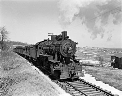New York, Susquehanna and Western Railway 2-10-0 J-2 steam locomotive no. 2435 near Hanford, New Jersey, on March 22, 1941. Photograph by Donald W. Furler, Furler-03-098-04, © 2017, Center for Railroad Photography and Art